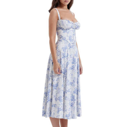 Printed Sundress With Lace Up Back-Viral Super Shop