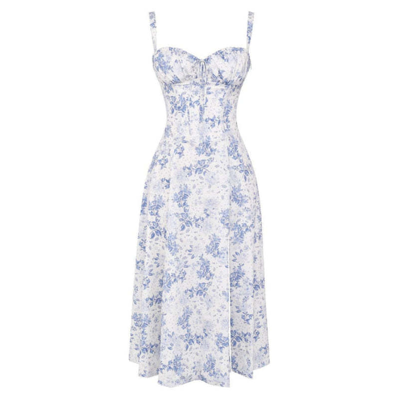 Printed Sundress With Lace Up Back-Viral Super Shop