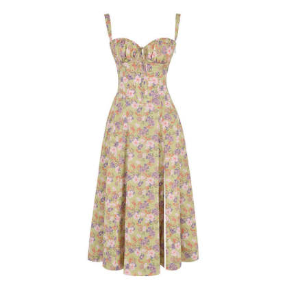 Printed Sundress With Lace Up Back-Viral Super Shop