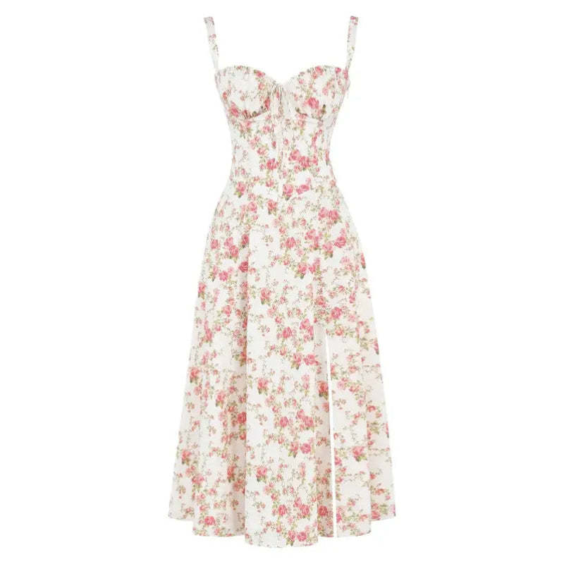 Printed Sundress With Lace Up Back-Viral Super Shop