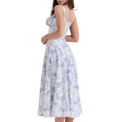 Printed Sundress With Lace Up Back-Viral Super Shop