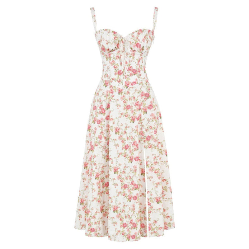 Printed Sundress With Lace Up Back-Viral Super Shop