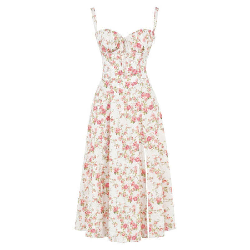 Printed Sundress With Lace Up Back-Viral Super Shop