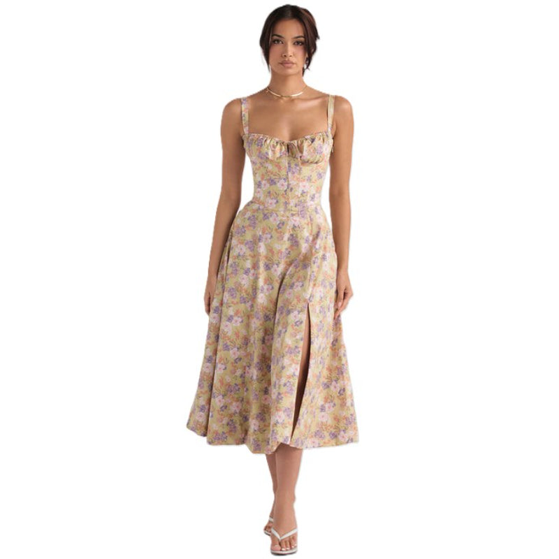 Printed Sundress With Lace Up Back-Viral Super Shop