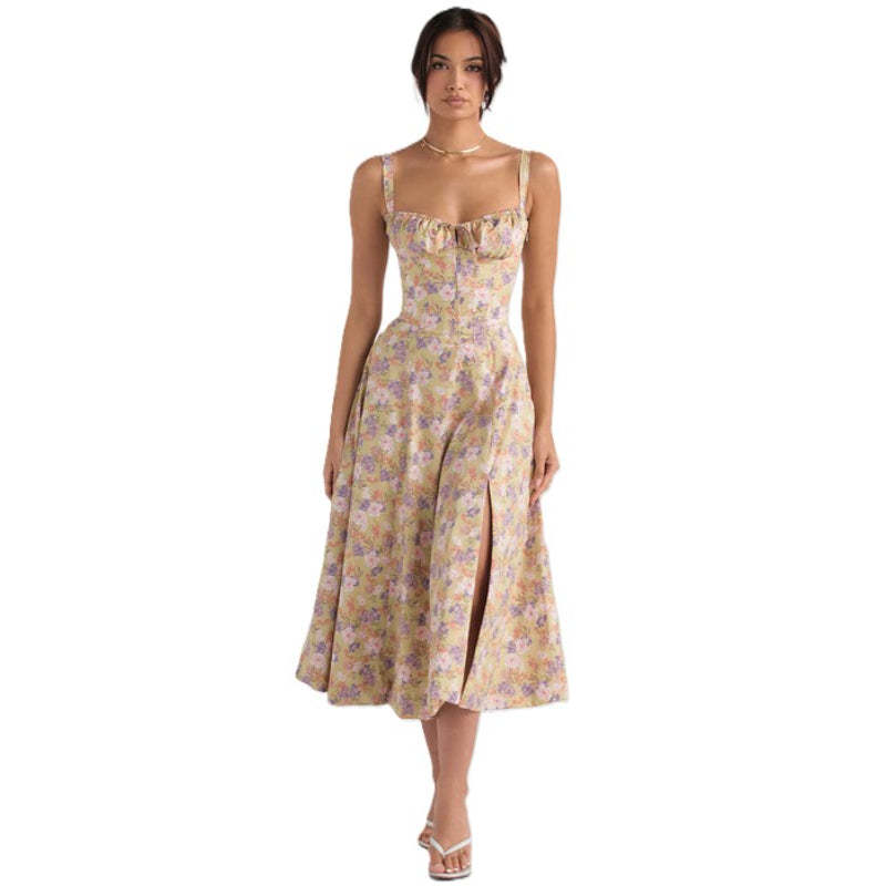 Printed Sundress With Lace Up Back-Viral Super Shop