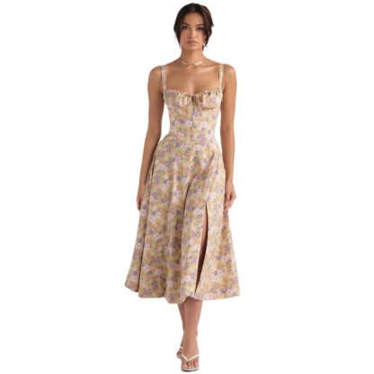 Printed Sundress With Lace Up Back-Viral Super Shop