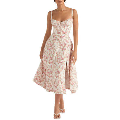 Printed Sundress With Lace Up Back-Viral Super Shop