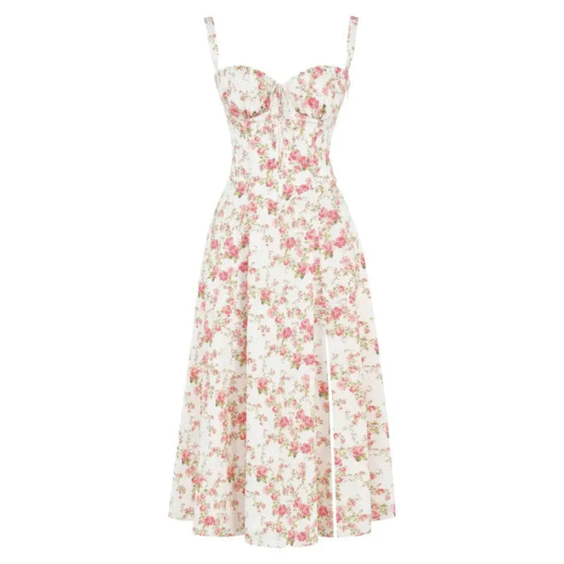 Printed Sundress With Lace Up Back-Viral Super Shop