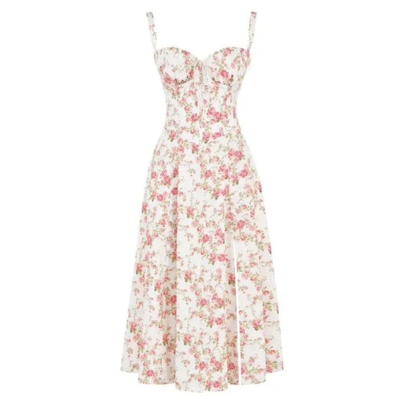 Printed Sundress With Lace Up Back-Viral Super Shop