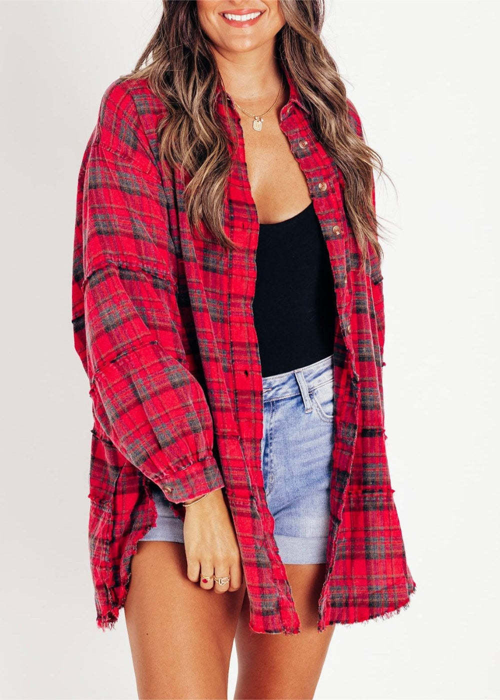 Oversized Shirt Jacket with Pockets-Viral Super Shop