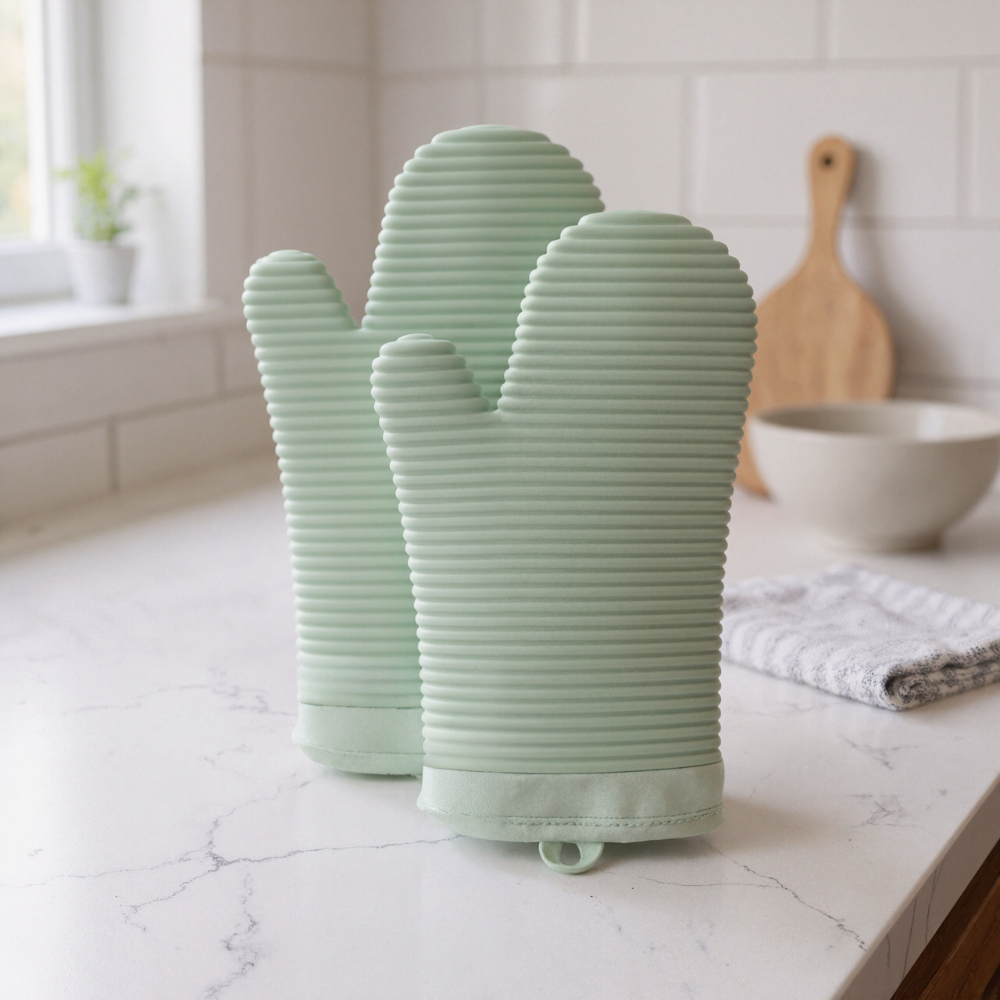Soft Silicone Ribbed Oven Mitts