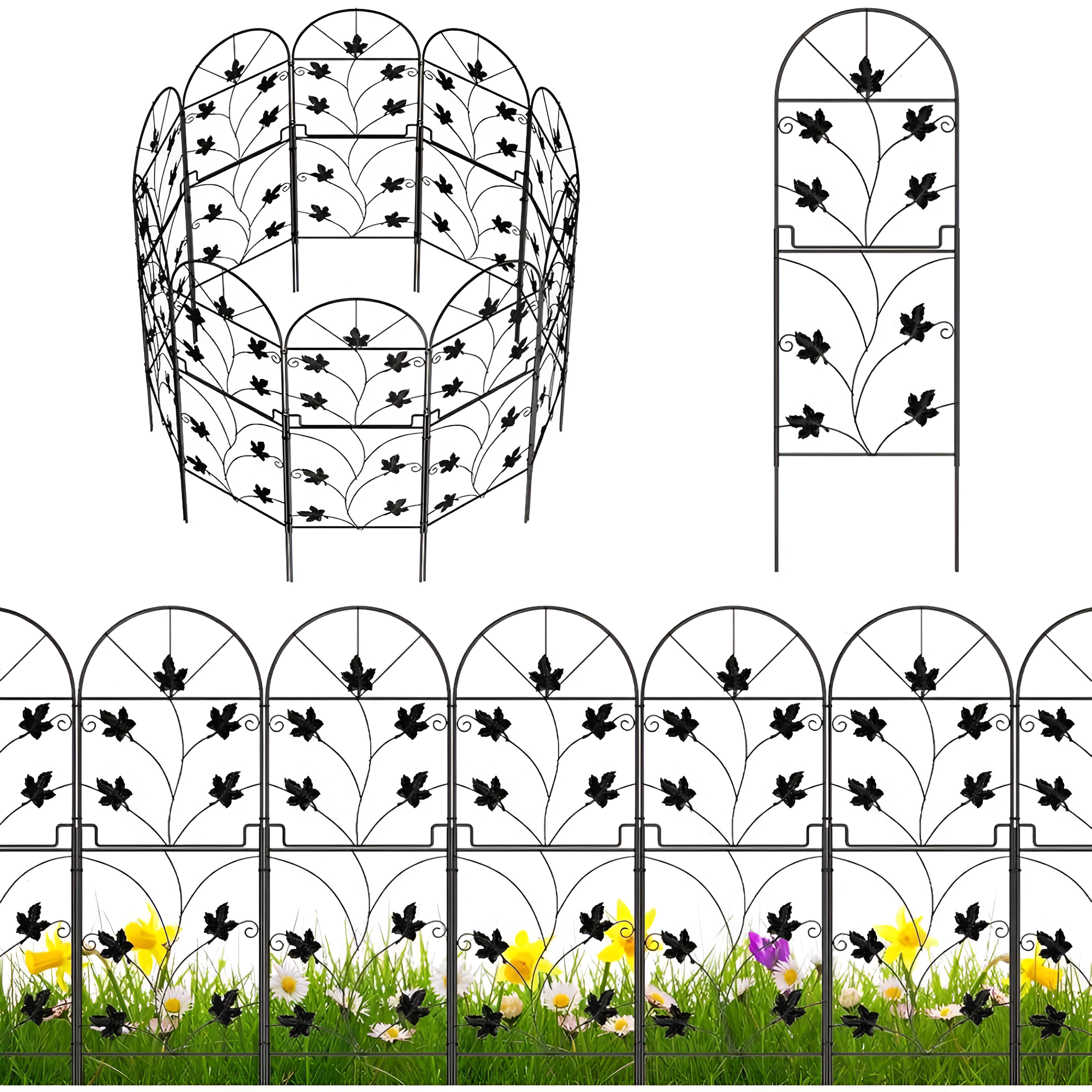 10 Pack Decorative Garden Fence Panels No Dig Fencing, Total 38in (H) X 10ft (L) Coated Metal RustProof Landscape Wire Border Folding Patio Fences Flower Bed Fencing Animal Barrier For Dog