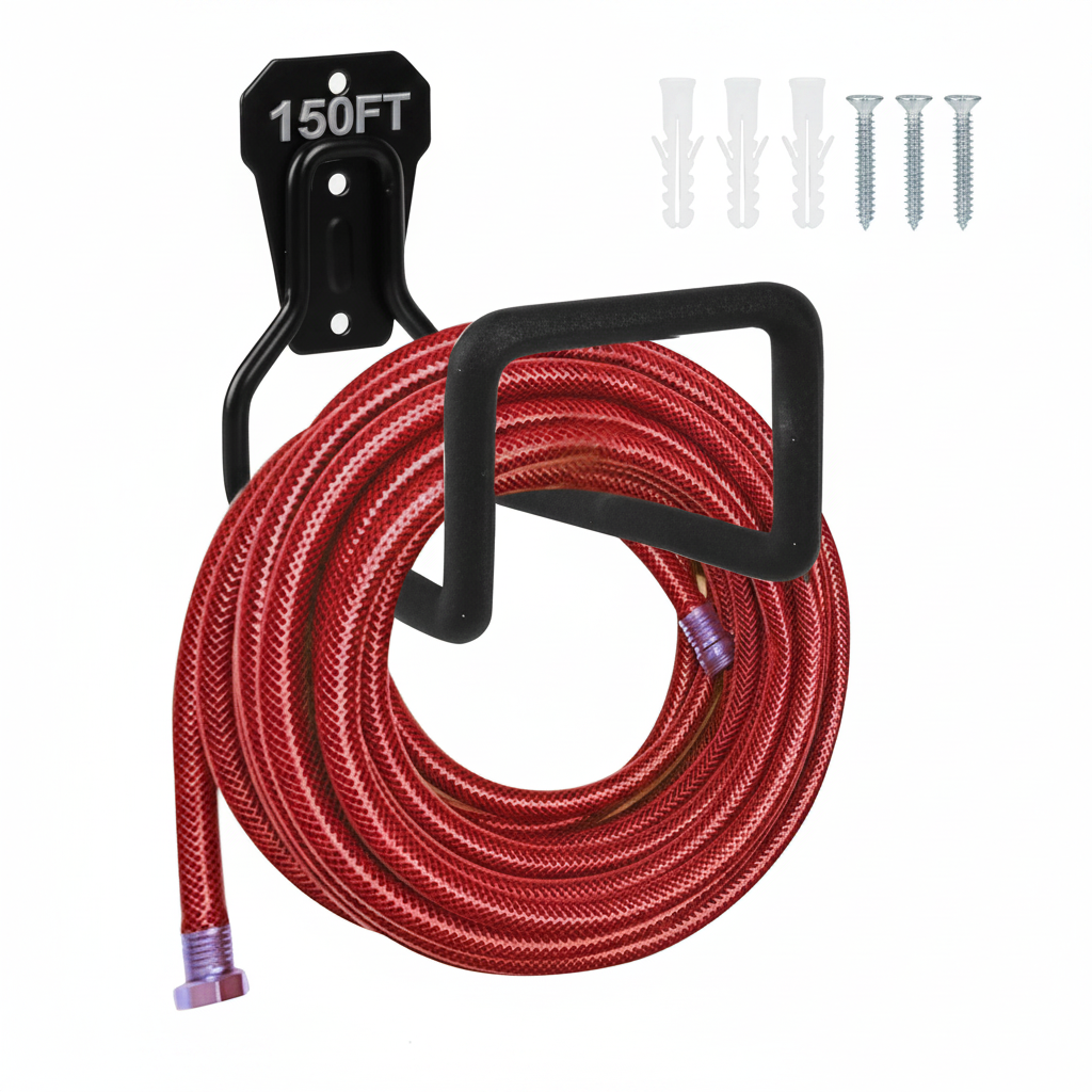 Heavy Duty Metal Garden Hose Holder Wall Mount For Outside Storage And Organization