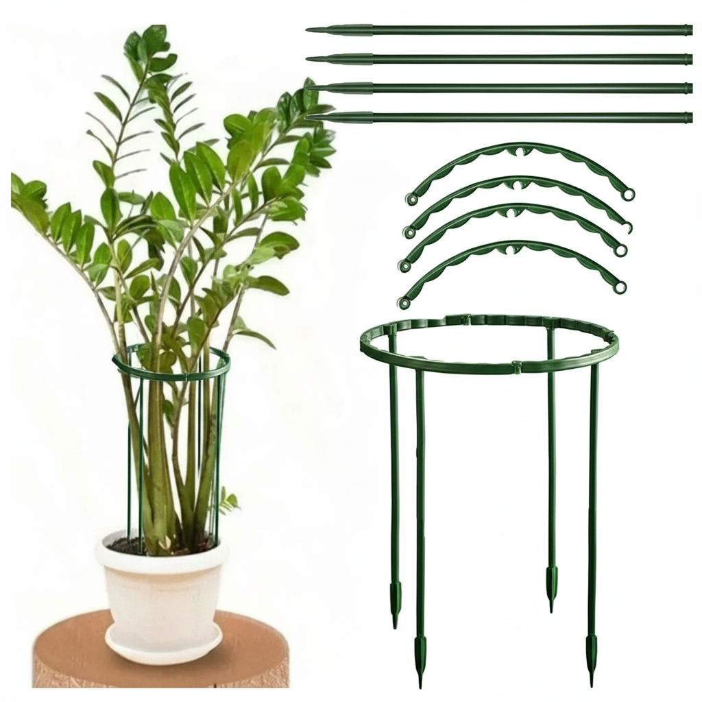 Garden Plant Support Stake Plastic Half Round Flowerpot Basket Cage 