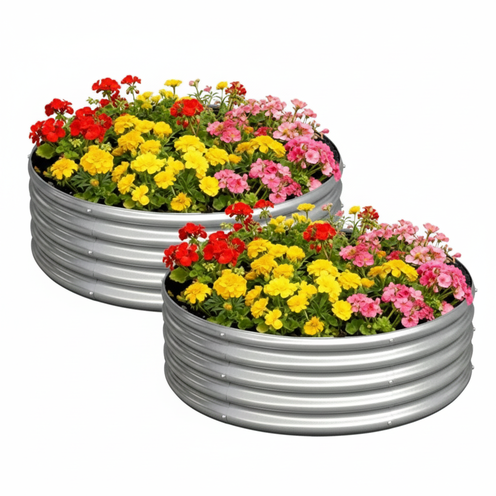 Oval Shape Galvanized Raised Garden Bed Planter For Outdoor Planting 