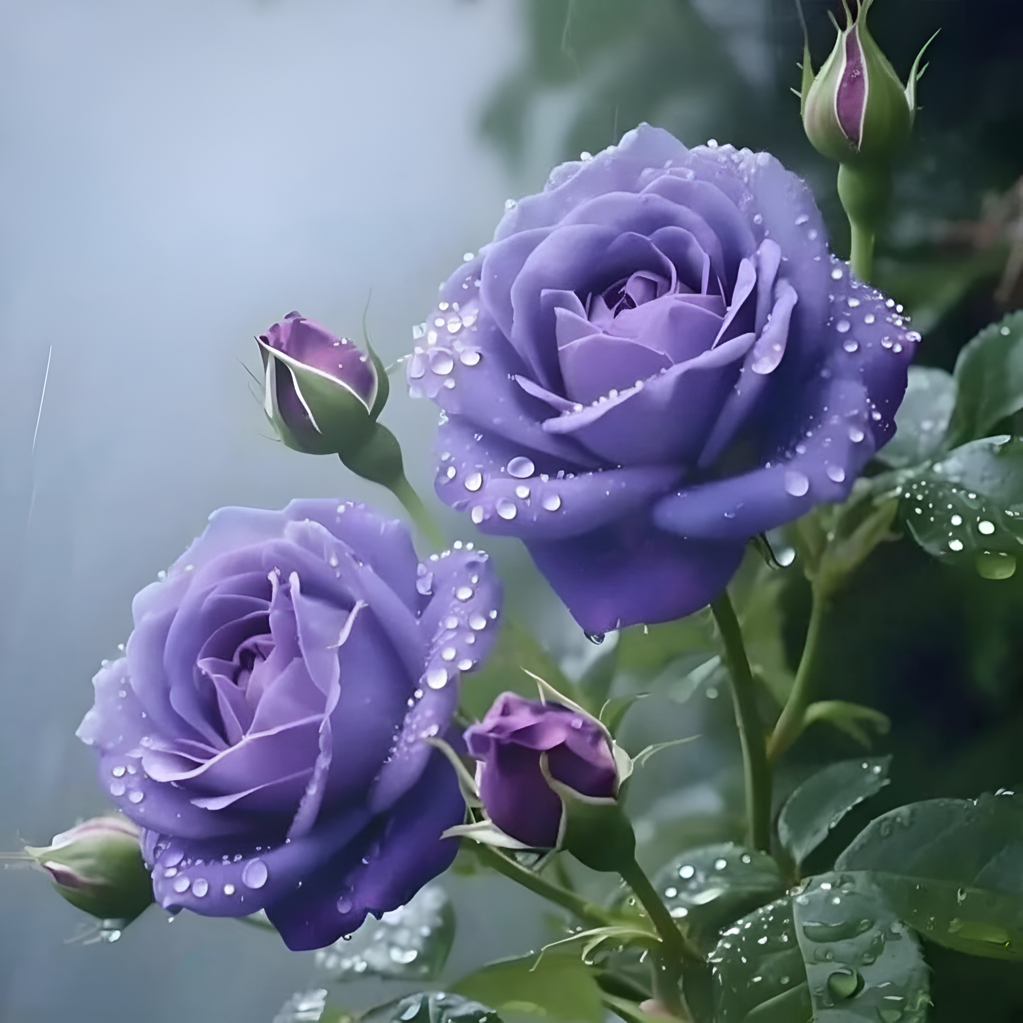 Royal Lavender Live Rose Plant With Rich Purple Flowers Seeds For Landscaping