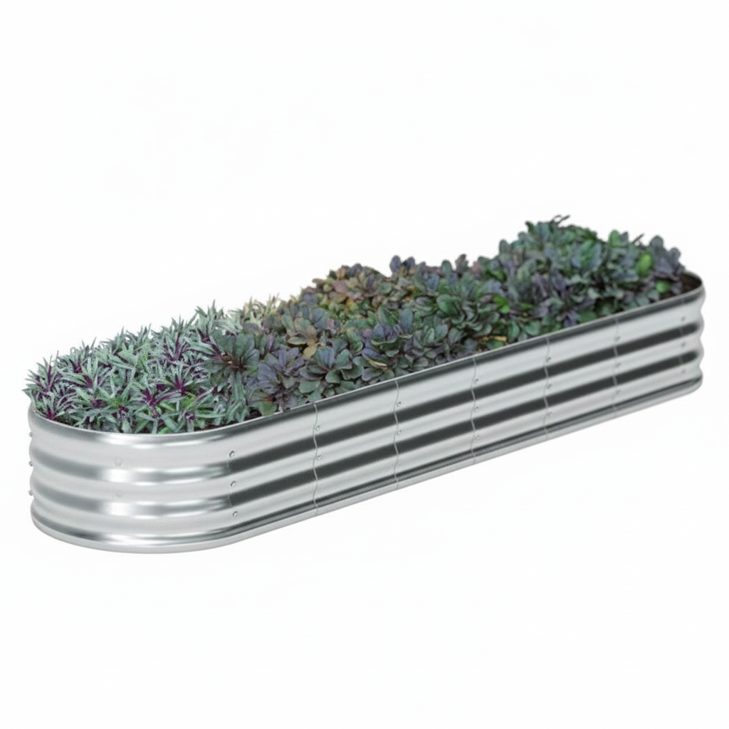 Oval Shape Galvanized Raised Garden Bed Planter For Outdoor Planting 