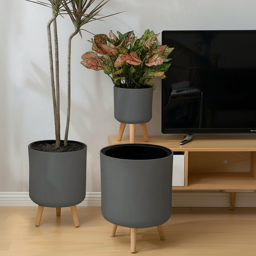 Modern Round Shape Watering Planter Pot With With Stand 
