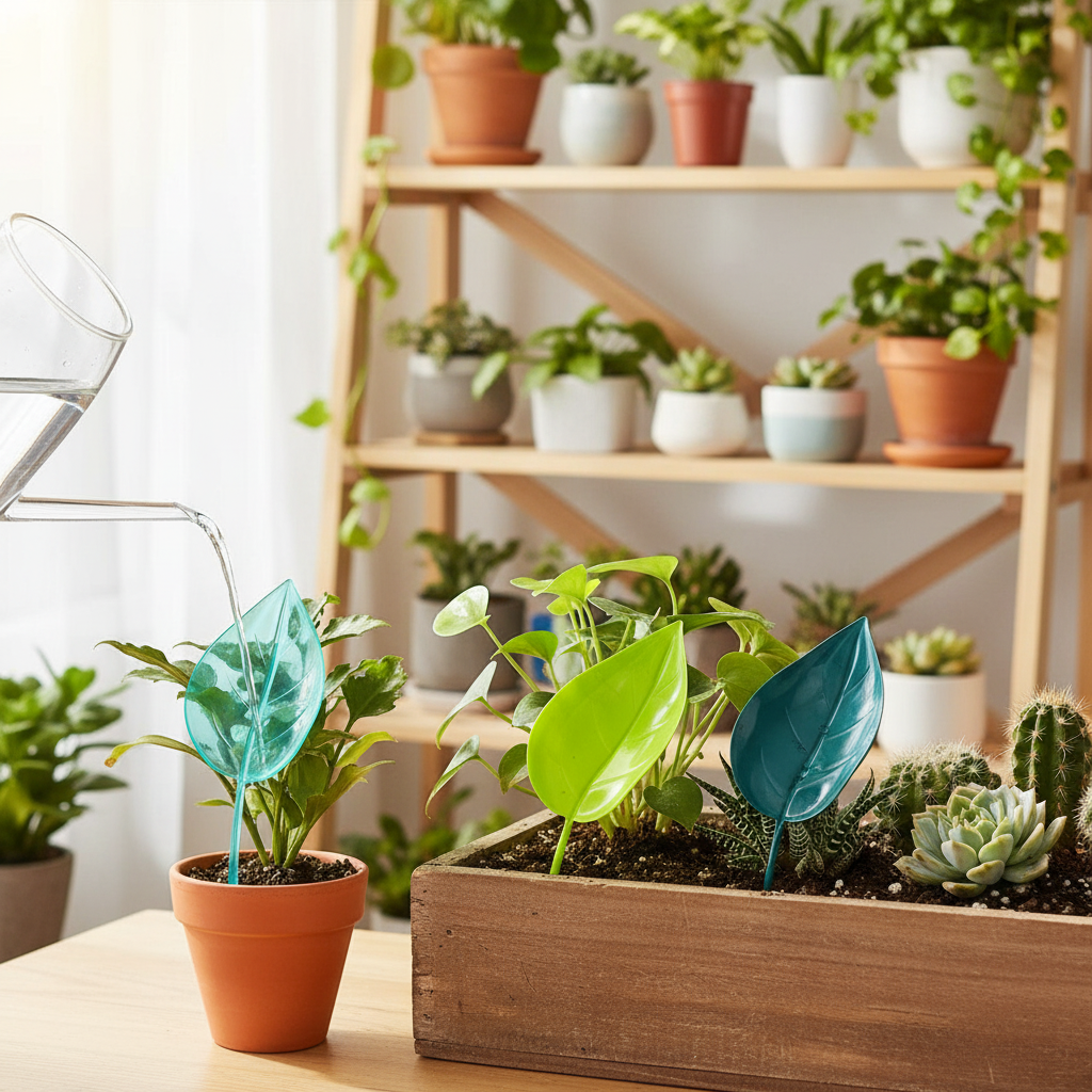 3 Piece Leaf Plant Watering Funnels For Indoor Outdoor Plant Care