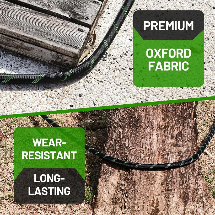 LOVFEN 25/50/75/100FT Braided Garden Hose Set With 10-Function Adjustable Spray Nozzle, Lightweight Flexible Water Hose For Outdoor Garden Irrigation, Patio & Car Cleaning. - Green - View 3