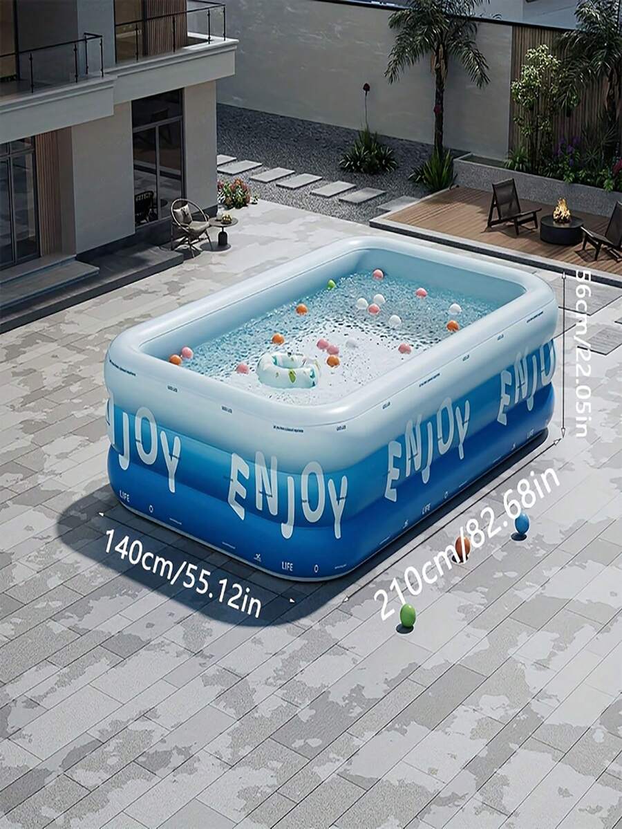 Large Inflatable Swimming Pool, Ocean Design, Cute & Durable PVC Material, Foldable & Portable, Suitable For Family Garden Parties And Backyard Entertainment, Patio Decor Pool, Colorful - Glacier Secret Pool - View 5