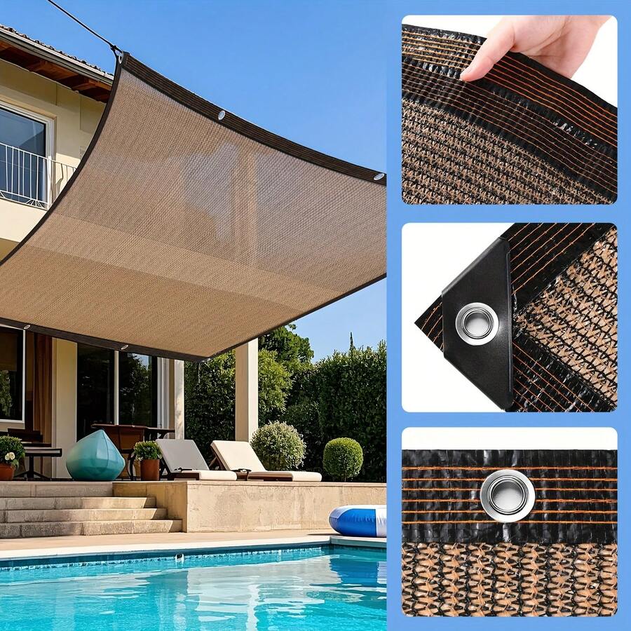 Outdoor Shade Canvas - 90% Blackout, UV And Wind Resistant Heavy Duty HDPE Fabric, Black Rectangular Canopy For Patio, Gazebo, Patio, Lawn, Backyard Sunshade - 200cm*200cm Khaki - View 3