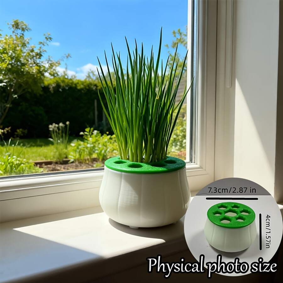 Green Onion Regrowth Farm Hydroponics Planter, Indoor Kitchen Soil-Free Gardening Tool, Slouchy Gardener Vegetable Planter, No Watering Required, Easy Maintenance, Repeatable Green Onion Harvesting - Multicolor - View 3