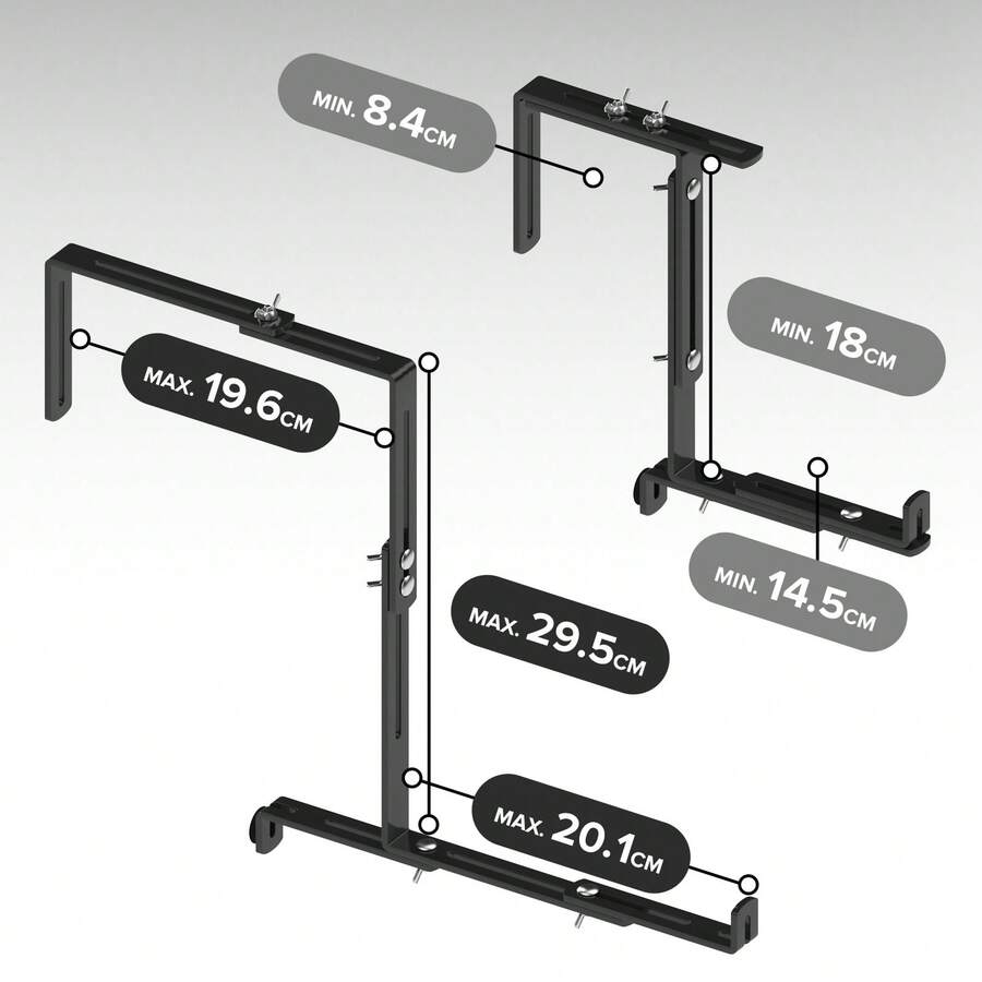 4Pcs Window Box Brackets, 4-Fold Adjustable Flower Box Holder For Window Box Planter, Heavy Duty Iron Wall Mount For Various Walls And Railings, Balconies, Windowsills, Fences, Deck, Garden - Black - View 3