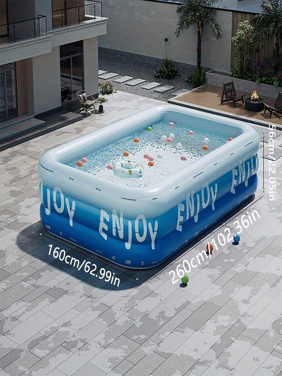 Large Inflatable Swimming Pool, Ocean Design, Cute & Durable PVC Material, Foldable & Portable, Suitable For Family Garden Parties And Backyard Entertainment, Patio Decor Pool, Colorful - Glacier Secret Pool - View 6