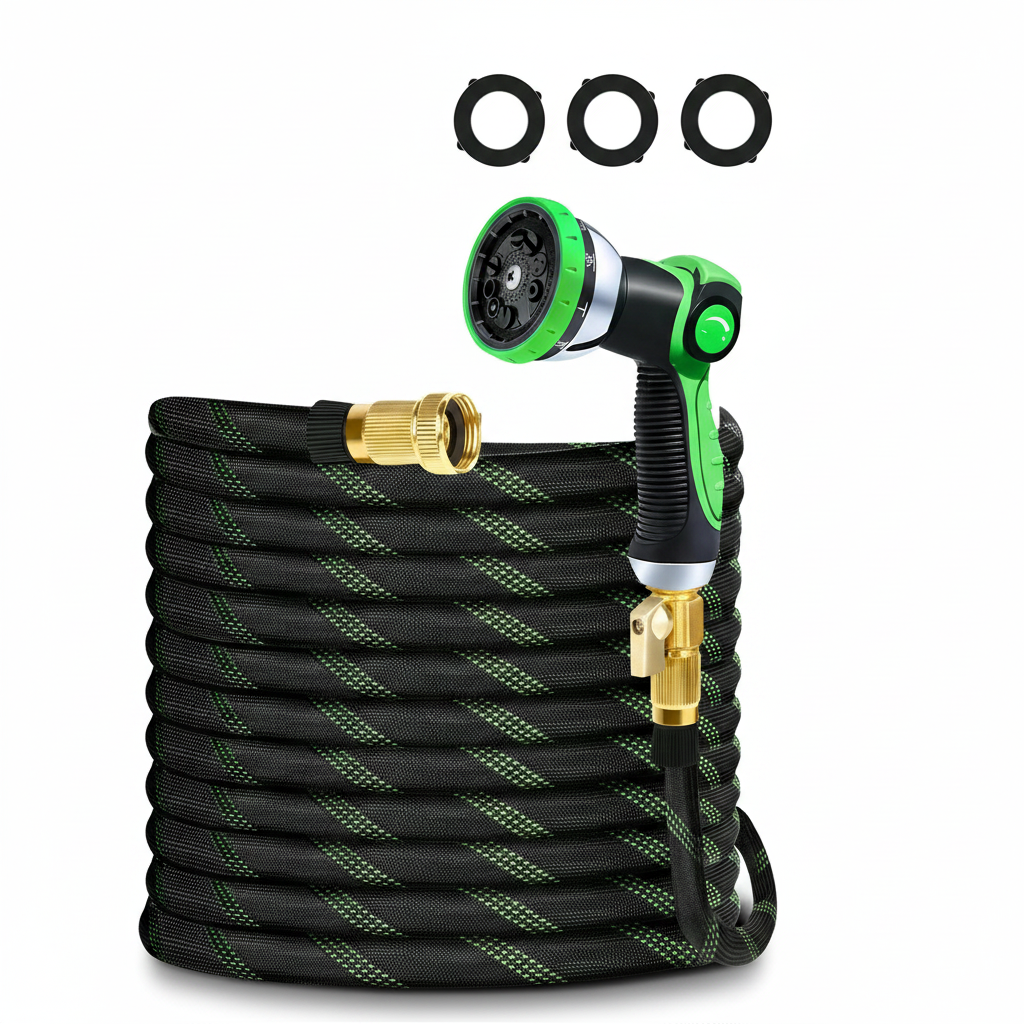 Braided Garden Hose Set With 10 Function Adjustable Spray Nozzle Lightweight Flexible Water Hose