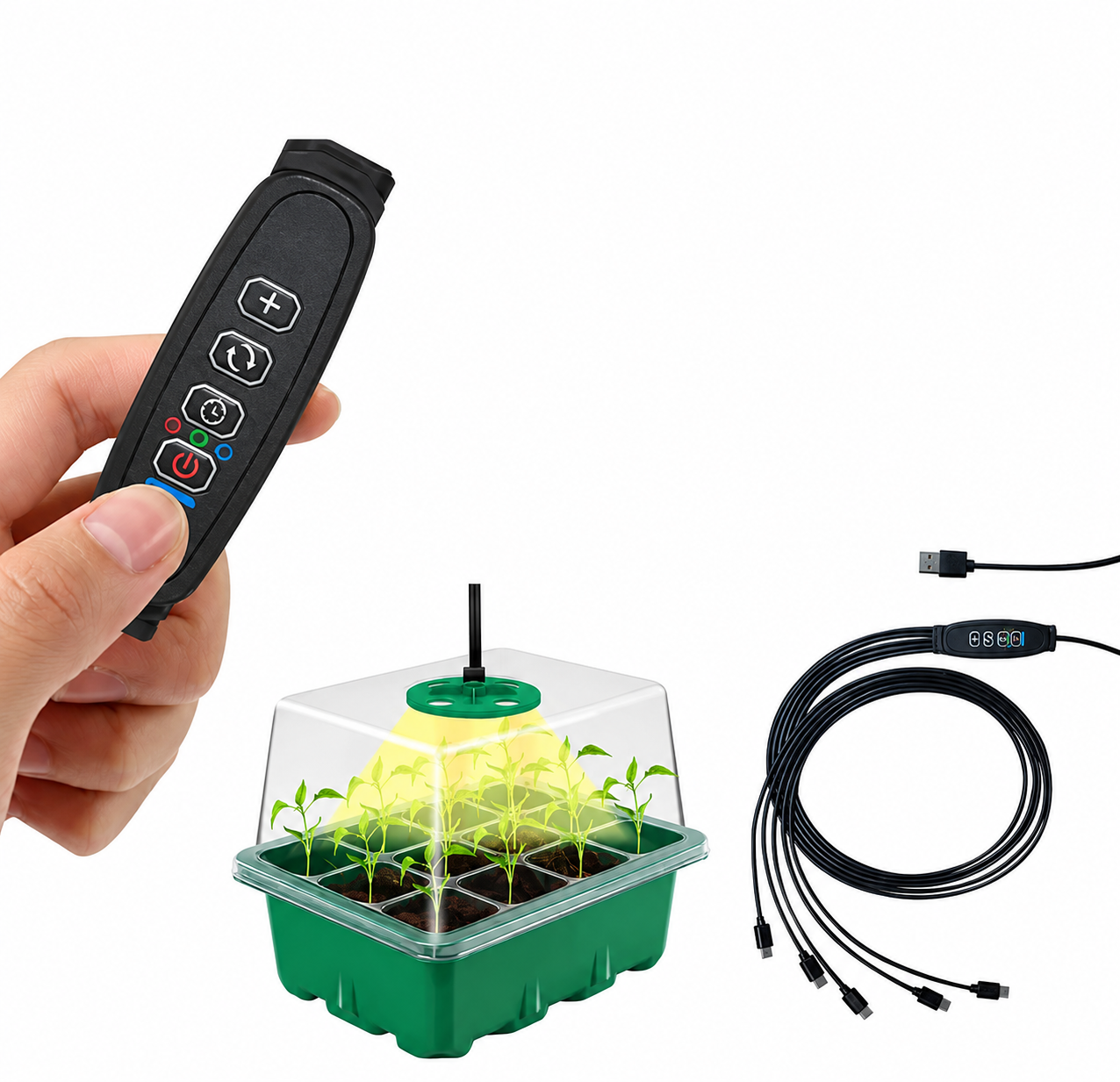 Household Nursery Plant Seed Starter Tray With Grow Light