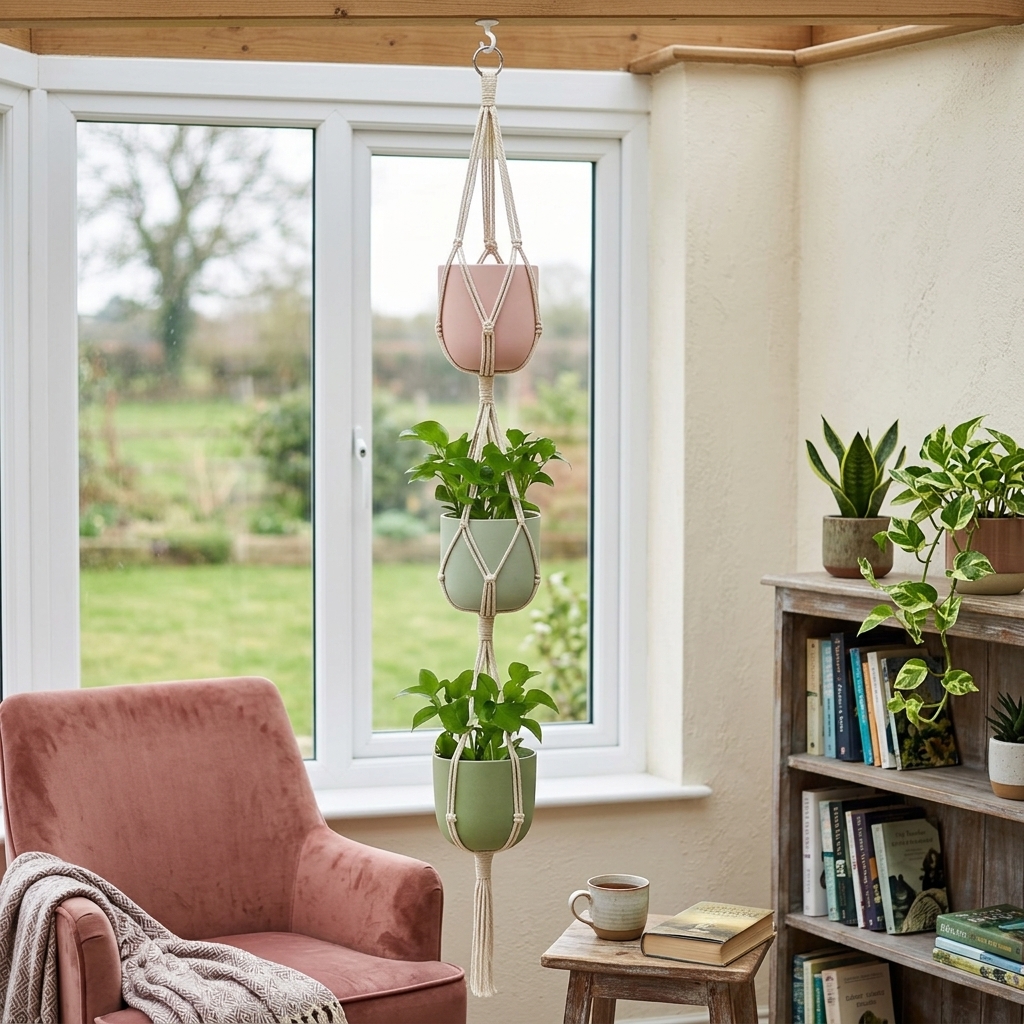 Handmade Boho Woven Tiered Plant Hanger