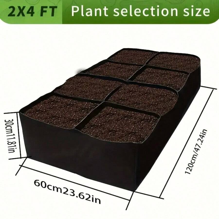 Upgraded And Thickened 8-Compartment Garden Bed Covers, 8-Compartment Garden Bed Covers, Durable/Weather-Resistant Rectangular Flowerpots, Indoor/Outdoor/Garden, Suitable For Growing Vegetables, Potatoes, Flowers And Other Horticultural Plants - Black - View 5
