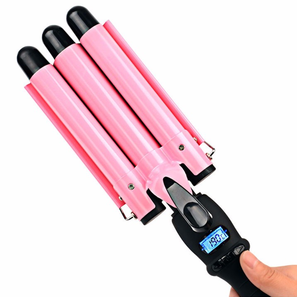 LCD Display Ceramic Triple Barrel Curling Iron-Viral Super Shop