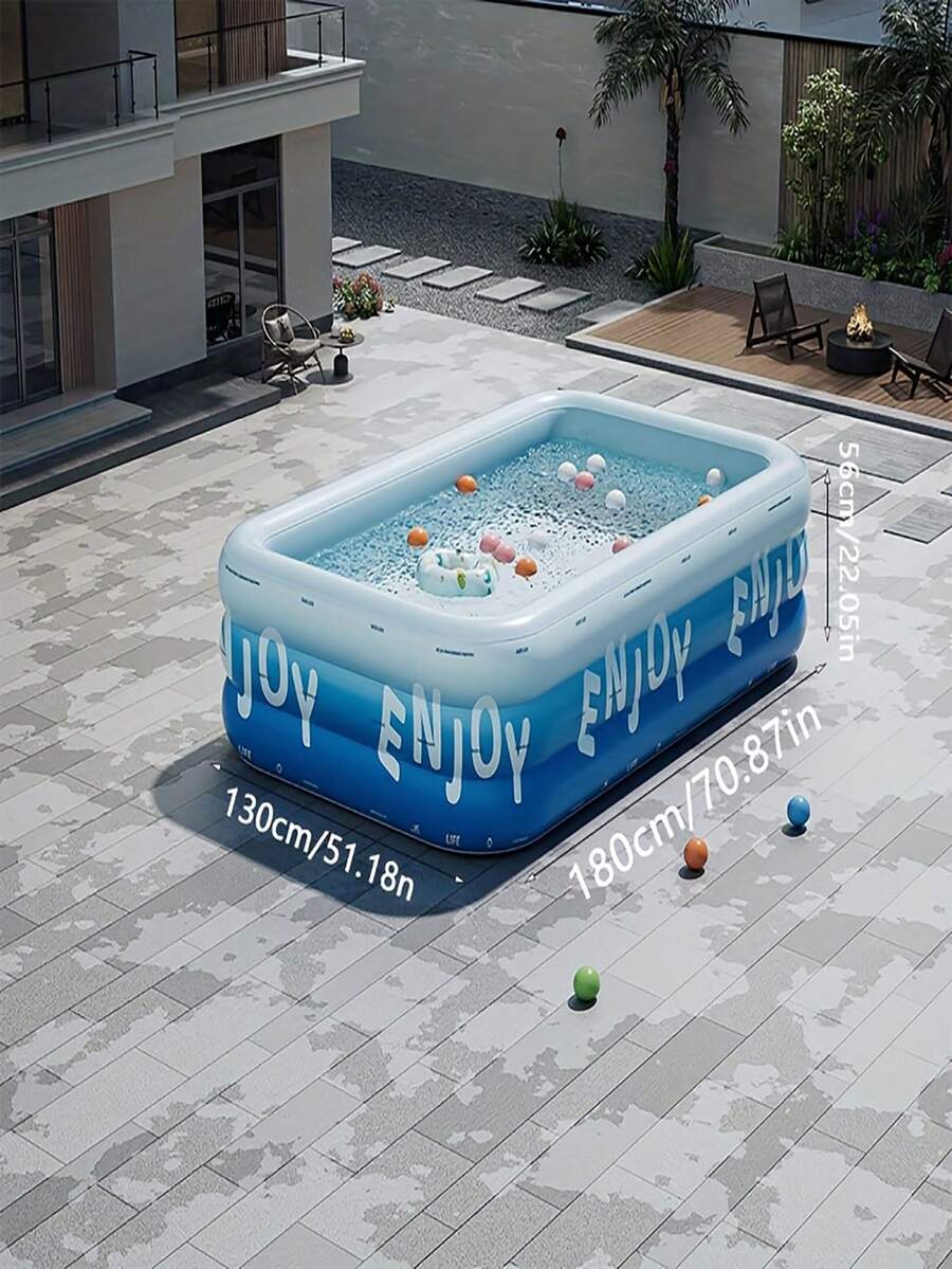 Large Inflatable Swimming Pool, Ocean Design, Cute & Durable PVC Material, Foldable & Portable, Suitable For Family Garden Parties And Backyard Entertainment, Patio Decor Pool, Colorful - Glacier Secret Pool - View 4