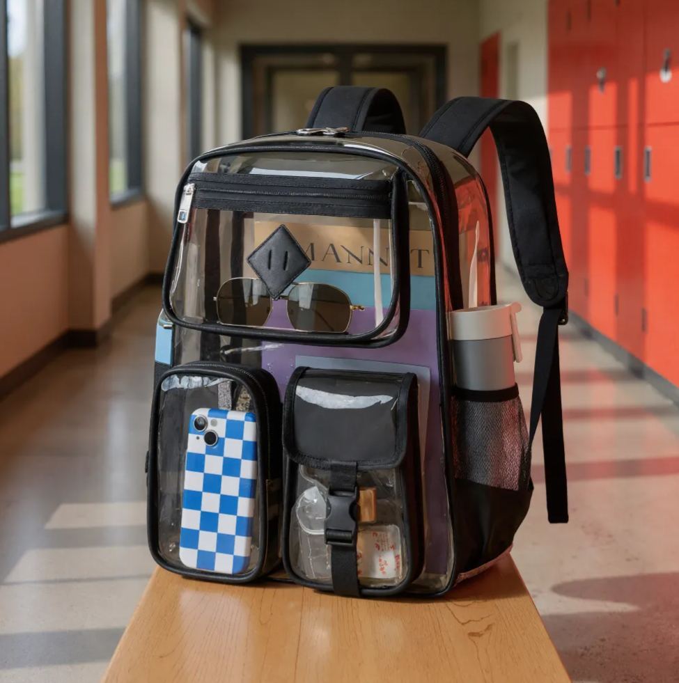 Clear Backpack for School,Heavy Duty PVC Transparent Bookbag for Girls Stadium Approved See Through Backpack