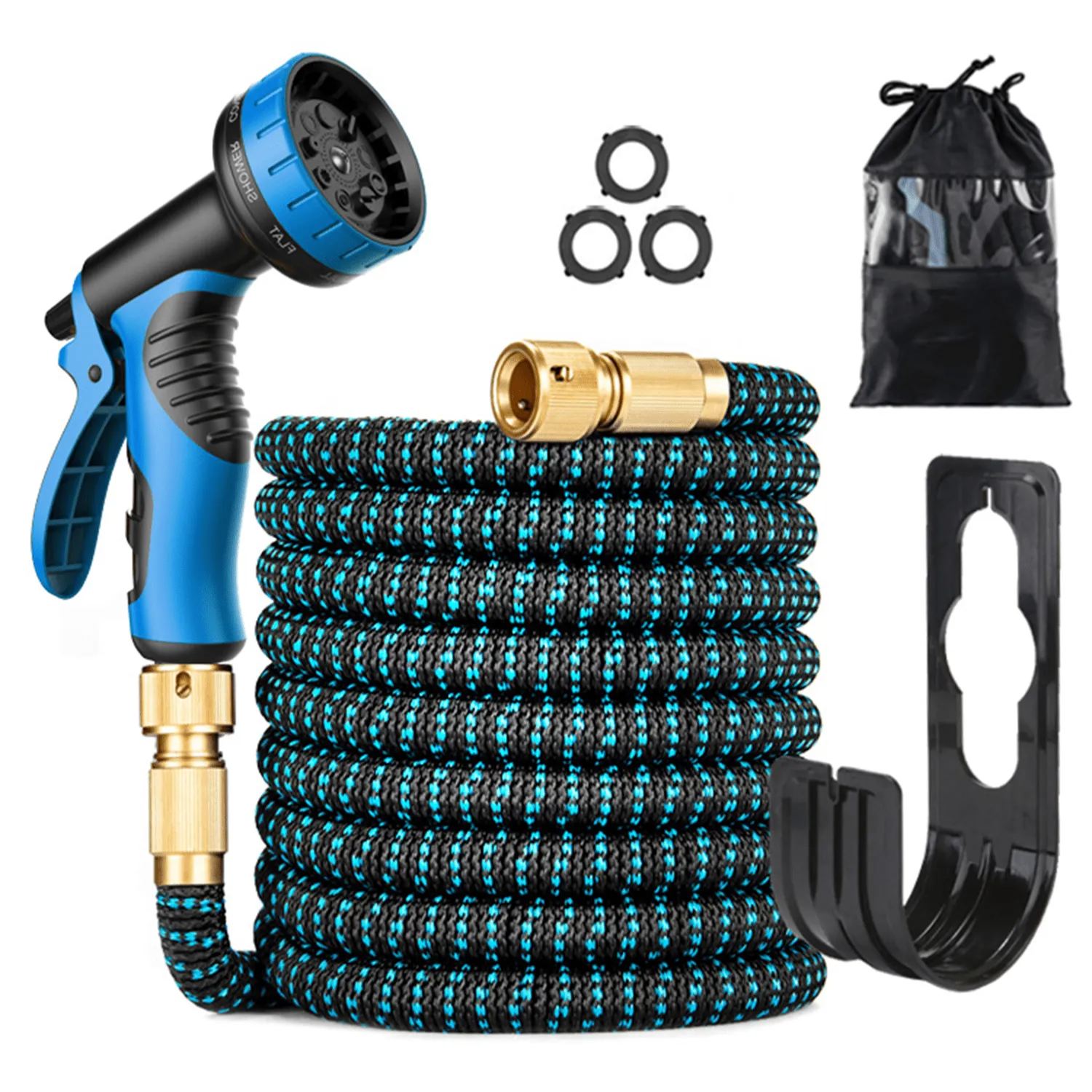 Expandable Garden Hose Kit With 10-Function High-Pressure Spray