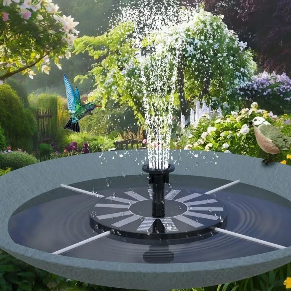 Solar Bird Bath Fountain Pump With 7 Color Changing LED