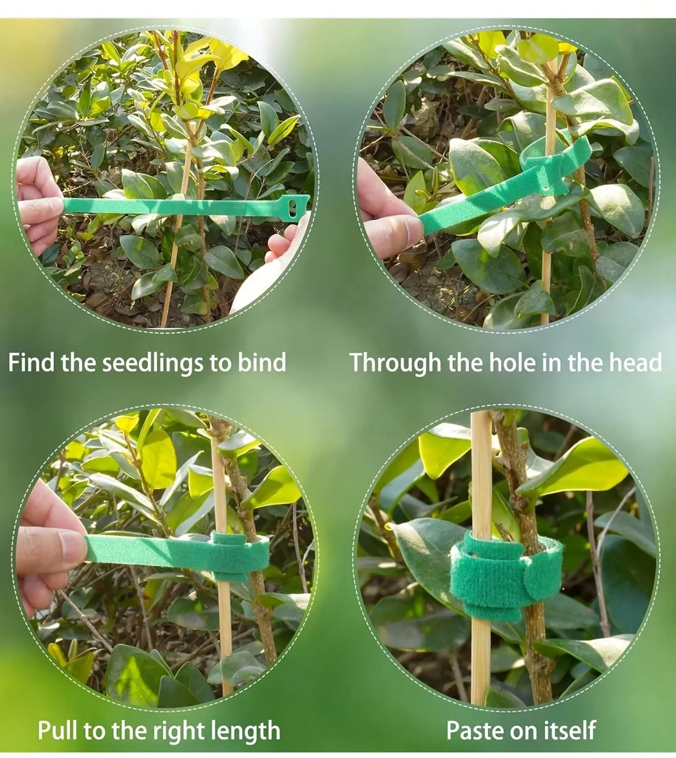 100pcs Non-Slip Adjustable Plant Ties, Cable Ties, Hook And Loop Fasteners, Holiday Wreath Ties, Hook-And-Loop Fastening Strap, Suitable For Climbing Plants, Support And Gardening Applications, Garden Maintenance Tools - Multicolor - View 3