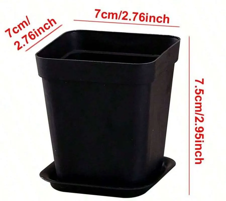 10/20pcs Colorful Mini Square Succulent Pot With Tray Plastic Flower Pot Plant Growing Container Suit For Home Garden Balcony Office - Multicolor - View 13