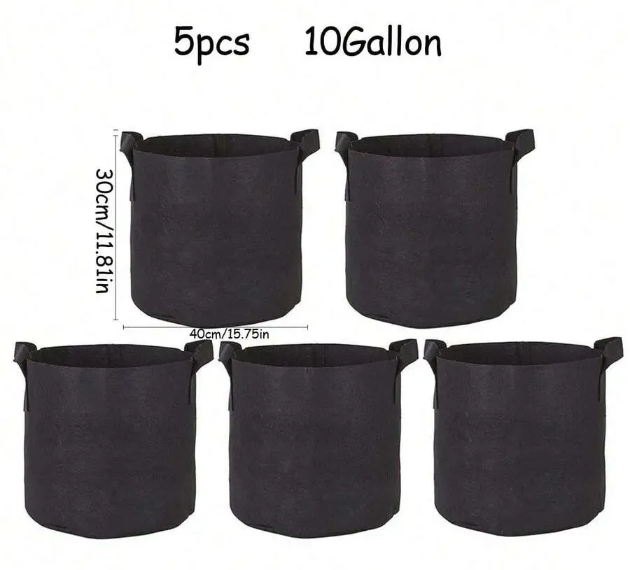 1-5Pcs 1-10Gallons Heavy Duty Thickened Non-Woven Fabric With Handles Multi-Purpose Plant Grow Bags Fabric Pots For Indoor Outdoor Gardening Vegetables Flowers Herbs Bonsai Plants Christmas Holiday Gifts Garden Supplies Planting Containers Grow Bags Gift Ideas Pens,Pen,School Supplies - Black - View 13