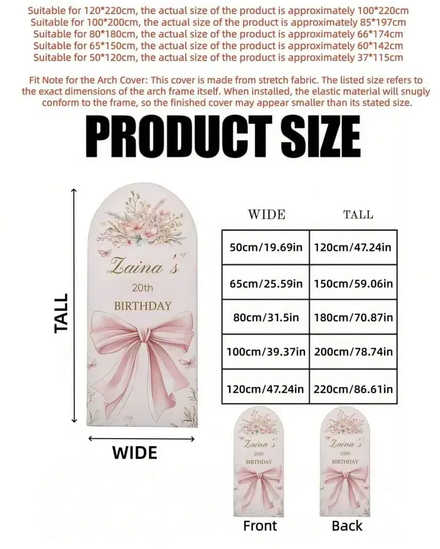 Customized Pink Floral Bow Arch Backdrop - Can Customize Any Text, Durable Elastic Decor Suitable For Women's Important Celebrations, Easy To Set Up Indoors And Outdoors - Multicolor - View 3