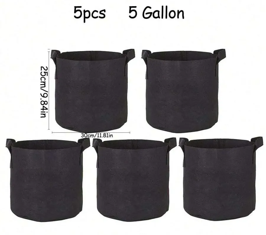 1-5Pcs 1-10Gallons Heavy Duty Thickened Non-Woven Fabric With Handles Multi-Purpose Plant Grow Bags Fabric Pots For Indoor Outdoor Gardening Vegetables Flowers Herbs Bonsai Plants Christmas Holiday Gifts Garden Supplies Planting Containers Grow Bags Gift Ideas Pens,Pen,School Supplies - Black - View 17