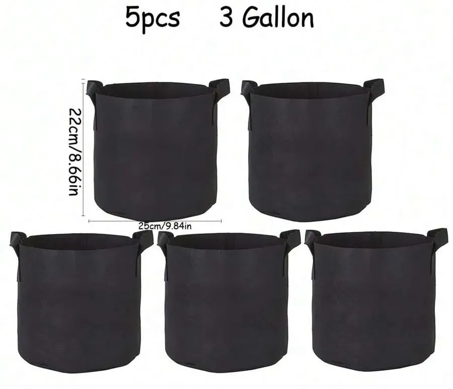 1-5Pcs 1-10Gallons Heavy Duty Thickened Non-Woven Fabric With Handles Multi-Purpose Plant Grow Bags Fabric Pots For Indoor Outdoor Gardening Vegetables Flowers Herbs Bonsai Plants Christmas Holiday Gifts Garden Supplies Planting Containers Grow Bags Gift Ideas Pens,Pen,School Supplies - Black - View 18