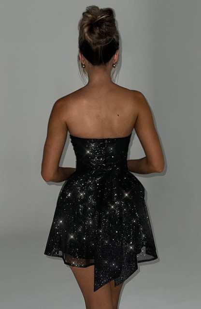 Strapless Corset Mini Dress With Flared Skirt-Viral Super Shop
