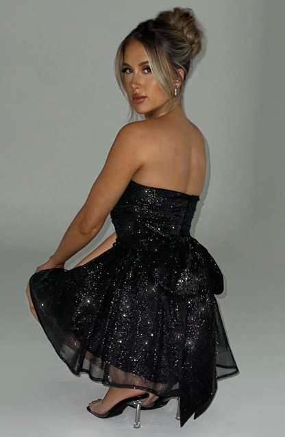Strapless Corset Mini Dress With Flared Skirt-Viral Super Shop