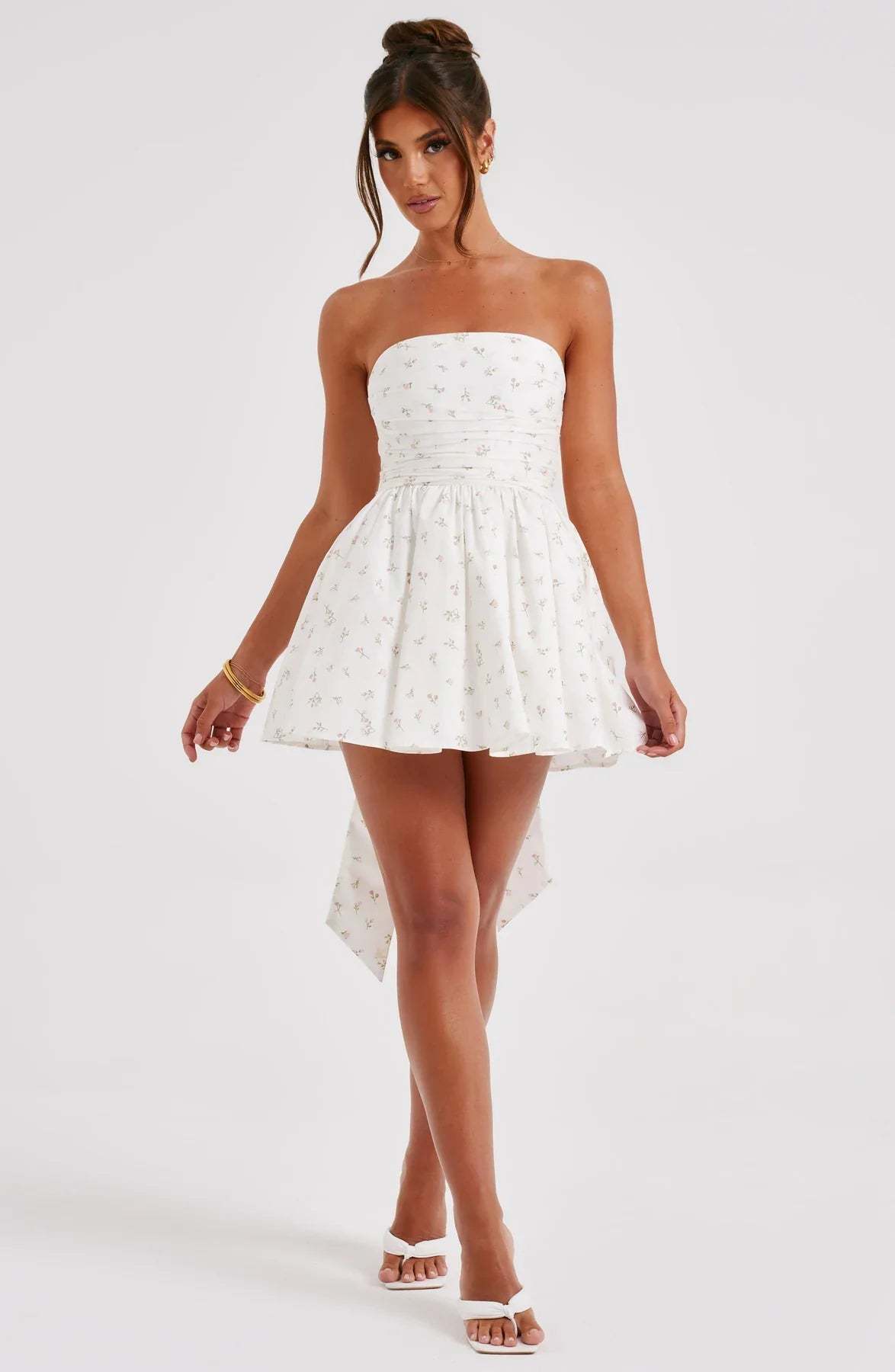 Strapless Corset Mini Dress With Flared Skirt-Viral Super Shop