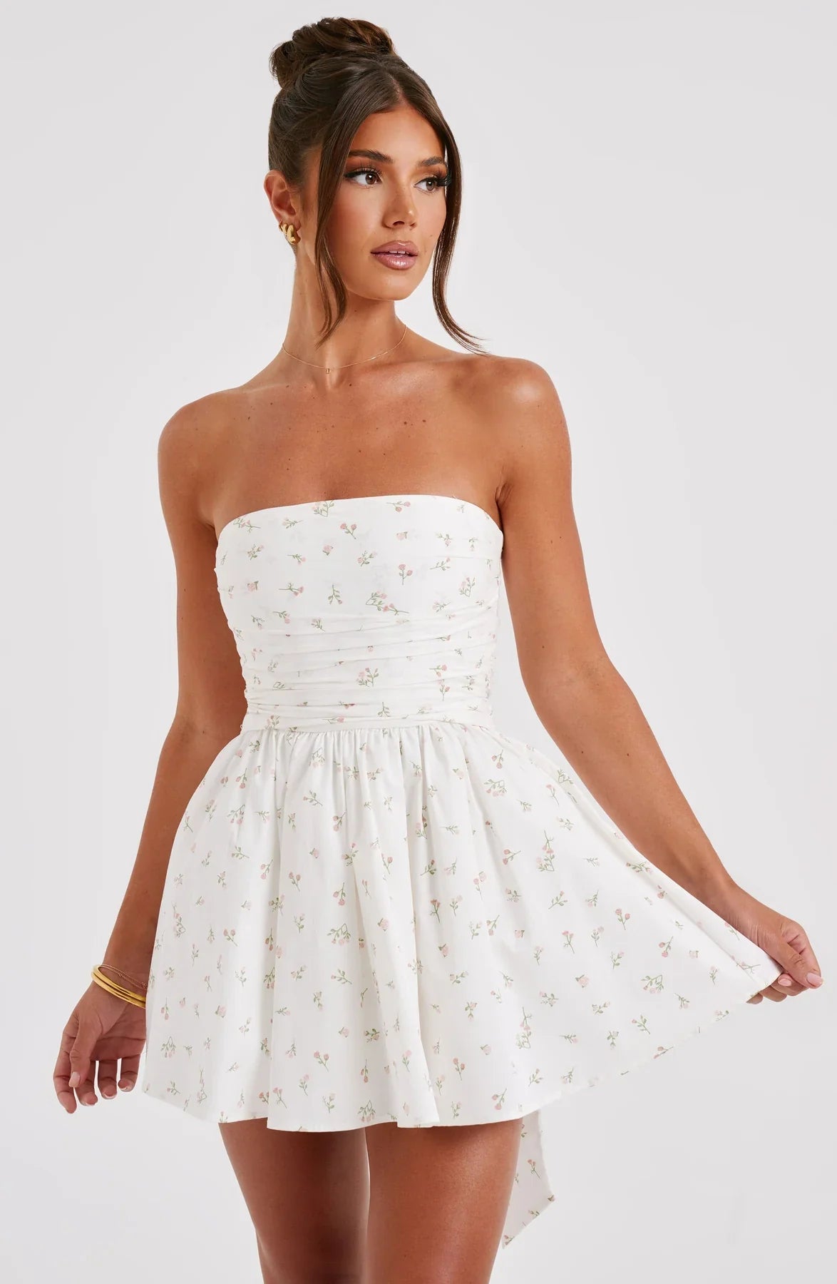 Strapless Corset Mini Dress With Flared Skirt-Viral Super Shop