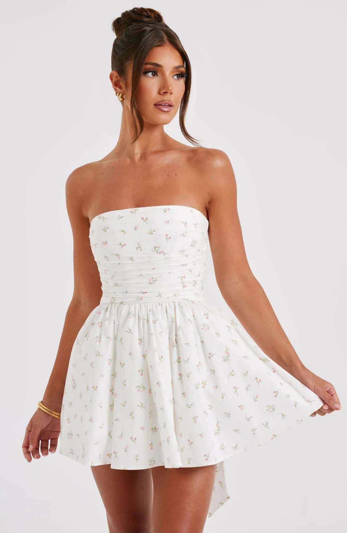 Strapless Corset Mini Dress With Flared Skirt-Viral Super Shop