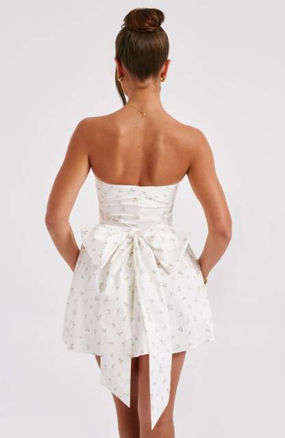 Strapless Corset Mini Dress With Flared Skirt-Viral Super Shop